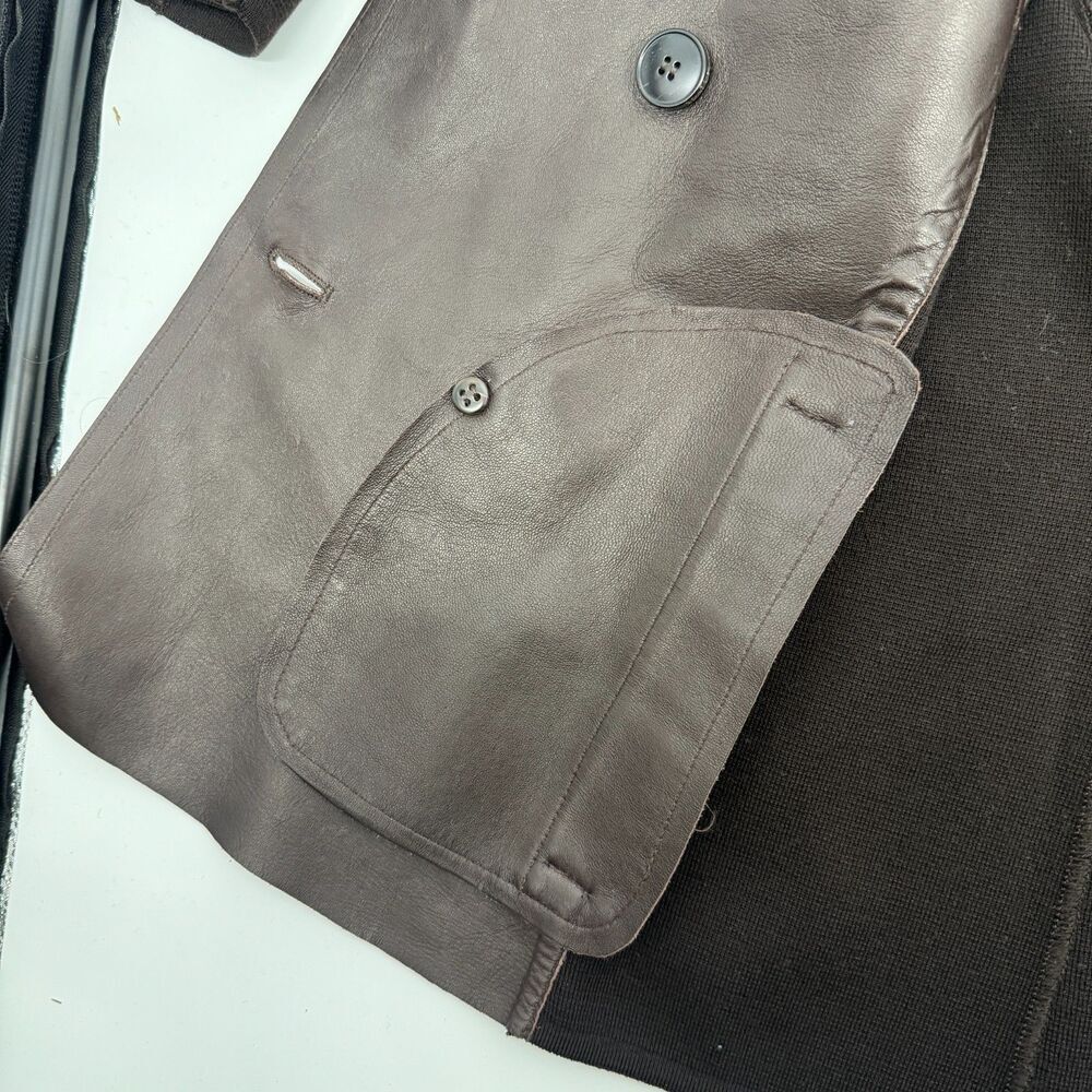 MAX MARA Double Breasted Blazer Suede Goatskin Leather Chocolate Brown Size 4 - Picture 13 of 13